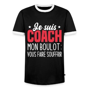 Je suis coach mon boulot vous faire souffrir - T-shirt contrasté Homme - noir/blanc - Devant - AI Model Female 172 light (172cm) & AI Model Male 178 light (178cm)