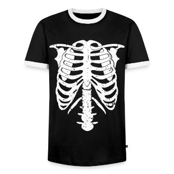 Squelette Costume Coffre Halloween - T-shirt contrasté Homme - noir/blanc - Devant - AI Model Female 172 light (172cm) & AI Model Male 178 light (178cm)