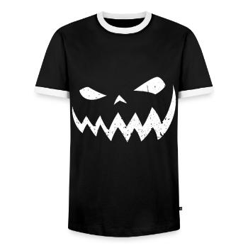 Halloween Pumpkin Disguise - Men's Ringer Shirt - black/white - Front - AI Model Female 172 light (172cm) & AI Model Male 178 light (178cm)