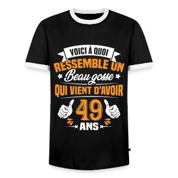 Voici à Quoi Ressemble Un Beau Gosse 49 ans Cadeau - T-shirt contrasté Homme - noir/blanc - Devant - AI Model Female 172 light (172cm) & AI Model Male 178 light (178cm)