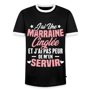 J'ai une marraine cinglée et je peux m'en servir - T-shirt contrasté Homme - noir/blanc - Devant - AI Model Female 172 light (172cm) & AI Model Male 178 light (178cm)