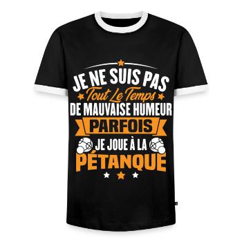 Parfois je joue à la pétanque / Humour pétanque - T-shirt contrasté Homme - noir/blanc - Devant - AI Model Female 172 light (172cm) & AI Model Male 178 light (178cm)