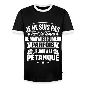 Parfois je joue à la pétanque / Humour pétanque - T-shirt contrasté Homme - noir/blanc - Devant - AI Model Female 172 light (172cm) & AI Model Male 178 light (178cm)
