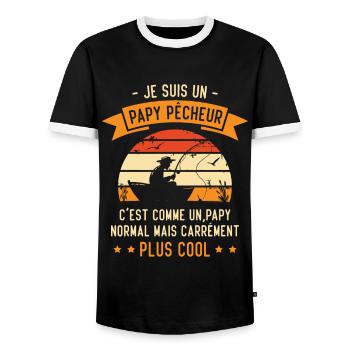 Je suis un papy pêcheur c'est comme un papy normal - T-shirt contrasté Homme - noir/blanc - Devant - AI Model Female 172 light (172cm) & AI Model Male 178 light (178cm)