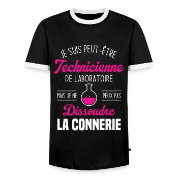 Je suis peut être technicienne de laboratoire - T-shirt contrasté Homme - noir/blanc - Devant - AI Model Female 172 light (172cm) & AI Model Male 178 light (178cm)