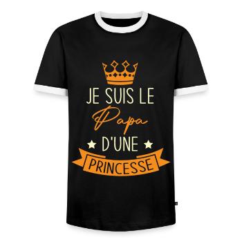 Je suis le Papa d'une Princesse - T-shirt contrasté Homme - noir/blanc - Devant - AI Model Female 172 light (172cm) & AI Model Male 178 light (178cm)