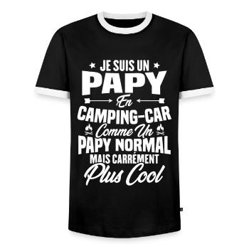 Je suis papy en camping-car comme un papy normal - T-shirt contrasté Homme - noir/blanc - Devant - AI Model Female 172 light (172cm) & AI Model Male 178 light (178cm)