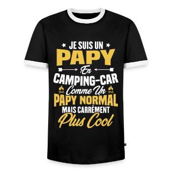 Je suis papy en camping-car comme un papy normal - T-shirt contrasté Homme - noir/blanc - Devant - AI Model Female 172 light (172cm) & AI Model Male 178 light (178cm)