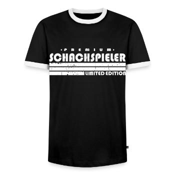 Schach Limited Edition Schachmeister - Männer Kontrast-T-Shirt - Schwarz/Weiß - Vorne - AI Model Female 172 light (172cm) & AI Model Male 178 light (178cm)