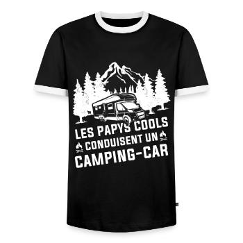 Les Papys Cool Conduisent Un Camping-car - T-shirt contrasté Homme - noir/blanc - Devant - AI Model Female 172 light (172cm) & AI Model Male 178 light (178cm)