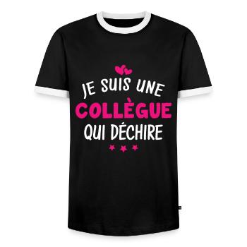 Je suis une collègue qui déchire - T-shirt contrasté Homme - noir/blanc - Devant - AI Model Female 172 light (172cm) & AI Model Male 178 light (178cm)