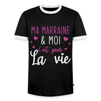 Ma marraine moi c'est pour la vie - T-shirt contrasté Homme - noir/blanc - Devant - AI Model Female 172 light (172cm) & AI Model Male 178 light (178cm)