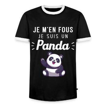 Je m'en fous je suis un panda Humour Cadeau - T-shirt contrasté Homme - noir/blanc - Devant - AI Model Female 172 light (172cm) & AI Model Male 178 light (178cm)