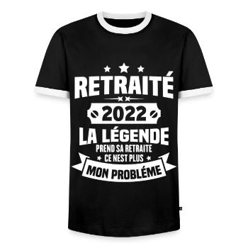 Cadeau retraité 2022, La légende prend sa retraite - T-shirt contrasté Homme - noir/blanc - Devant - AI Model Female 172 light (172cm) & AI Model Male 178 light (178cm)