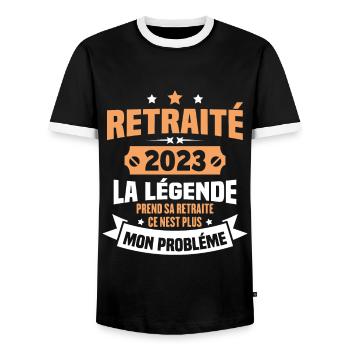 Cadeau retraité 2023, La légende prend sa retraite - T-shirt contrasté Homme - noir/blanc - Devant - AI Model Female 172 light (172cm) & AI Model Male 178 light (178cm)