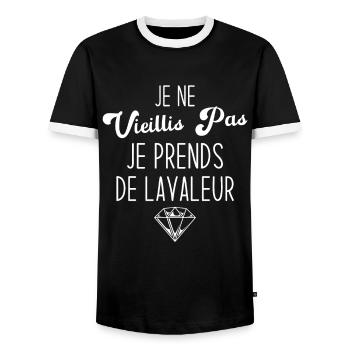 Je ne vieillis pas, je prends de la valeur - T-shirt contrasté Homme - noir/blanc - Devant - AI Model Female 172 light (172cm) & AI Model Male 178 light (178cm)