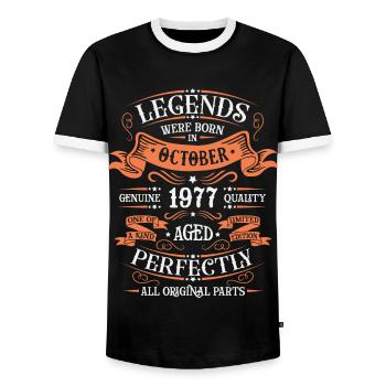 Les Légendes Sont Nées En Octobre 1977 Cadeau - T-shirt contrasté Homme - noir/blanc - Devant - AI Model Female 172 light (172cm) & AI Model Male 178 light (178cm)