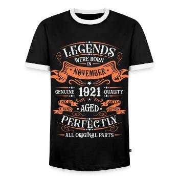 Les Légendes Sont Nées En Novembre 1921 Cadeau - T-shirt contrasté Homme - noir/blanc - Devant - AI Model Female 172 light (172cm) & AI Model Male 178 light (178cm)