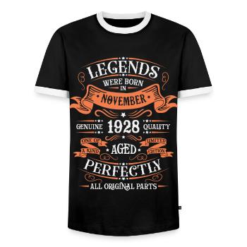 Les Légendes Sont Nées En Novembre 1928 Cadeau - T-shirt contrasté Homme - noir/blanc - Devant - AI Model Female 172 light (172cm) & AI Model Male 178 light (178cm)