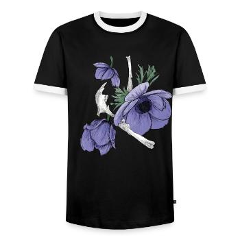 Flowers and bones - Men's Ringer Shirt - black/white - Front - AI Model Female 172 light (172cm) & AI Model Male 178 light (178cm)