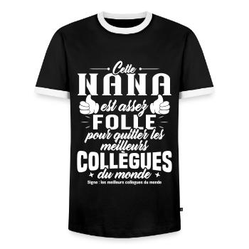 Collègue Nana, Cadeau meilleurs collègues du monde - T-shirt contrasté Homme - noir/blanc - Devant - AI Model Female 172 light (172cm) & AI Model Male 178 light (178cm)