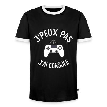 J'peux pas j'ai console - T-shirt contrasté Homme - noir/blanc - Devant - AI Model Female 172 light (172cm) & AI Model Male 178 light (178cm)