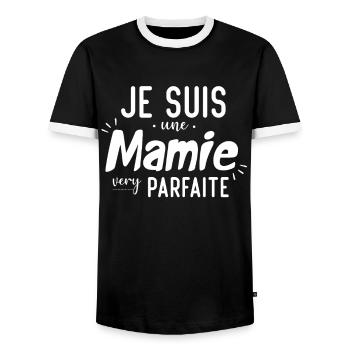 Je suis une mamie very parfaite - T-shirt contrasté Homme - noir/blanc - Devant - AI Model Female 172 light (172cm) & AI Model Male 178 light (178cm)