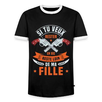 Si tu veux rester en vie reste loin de ma fille - T-shirt contrasté Homme - noir/blanc - Devant - AI Model Female 172 light (172cm) & AI Model Male 178 light (178cm)