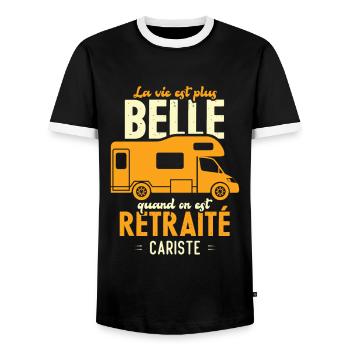 Retraité et camping-cariste humour cadeau - T-shirt contrasté Homme - noir/blanc - Devant - AI Model Female 172 light (172cm) & AI Model Male 178 light (178cm)