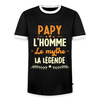 Papy l'homme le mythe la légende humour cadeau - T-shirt contrasté Homme - noir/blanc - Devant - AI Model Female 172 light (172cm) & AI Model Male 178 light (178cm)