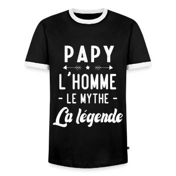 Papy l'homme le mythe la légende humour cadeau - T-shirt contrasté Homme - noir/blanc - Devant - AI Model Female 172 light (172cm) & AI Model Male 178 light (178cm)