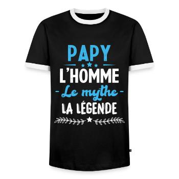 Papy l'homme le mythe la légende humour cadeau - T-shirt contrasté Homme - noir/blanc - Devant - AI Model Female 172 light (172cm) & AI Model Male 178 light (178cm)