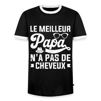 Le Meilleur Papa N'a Pas De Cheveux - T-shirt contrasté Homme - noir/blanc - Devant - AI Model Female 172 light (172cm) & AI Model Male 178 light (178cm)
