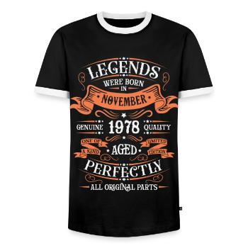 Legends Were Born In November 1978 Geschenk - Männer Kontrast-T-Shirt - Schwarz/Weiß - Vorne - AI Model Female 172 light (172cm) & AI Model Male 178 light (178cm)