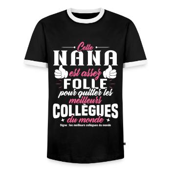 Collègue Nana, Cadeau meilleurs collègues du monde - T-shirt contrasté Homme - noir/blanc - Devant - AI Model Female 172 light (172cm) & AI Model Male 178 light (178cm)