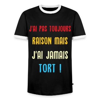 J'ai pas toujours raison mais j'ai jamais tort - T-shirt contrasté Homme - noir/blanc - Devant - AI Model Female 172 light (172cm) & AI Model Male 178 light (178cm)