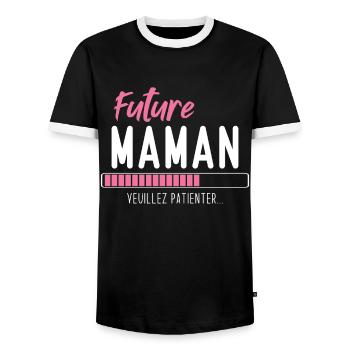 Future Maman veuillez patienter - T-shirt contrasté Homme - noir/blanc - Devant - AI Model Female 172 light (172cm) & AI Model Male 178 light (178cm)