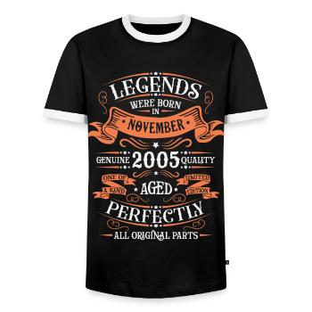 Legends Were Born In November 2005 Geschenk - Männer Kontrast-T-Shirt - Schwarz/Weiß - Vorne - AI Model Female 172 light (172cm) & AI Model Male 178 light (178cm)