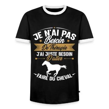 Cadeau cheval - Besoin d'aller faire du cheval - T-shirt contrasté Homme - noir/blanc - Devant - AI Model Female 172 light (172cm) & AI Model Male 178 light (178cm)