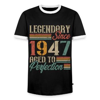 Vintage 1947 Cadeau D'anniversaire Rétro - T-shirt contrasté Homme - noir/blanc - Devant - AI Model Female 172 light (172cm) & AI Model Male 178 light (178cm)
