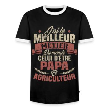 Papa et Agriculteur - Cadeau papa agriculteur - T-shirt contrasté Homme - noir/blanc - Devant - AI Model Female 172 light (172cm) & AI Model Male 178 light (178cm)