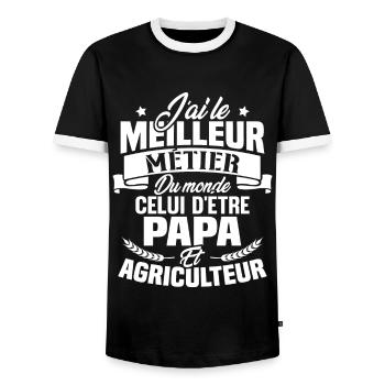 Papa et Agriculteur - Cadeau papa agriculteur - T-shirt contrasté Homme - noir/blanc - Devant - AI Model Female 172 light (172cm) & AI Model Male 178 light (178cm)