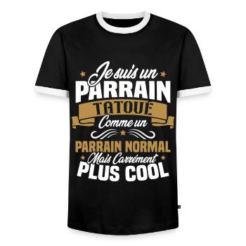 J'ai un parrain tatoué comme un parrain normal - T-shirt contrasté Homme - noir/blanc - Devant - AI Model Female 172 light (172cm) & AI Model Male 178 light (178cm)