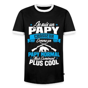 Je suis un papy chasseur comme un papy normal - T-shirt contrasté Homme - noir/blanc - Devant - AI Model Female 172 light (172cm) & AI Model Male 178 light (178cm)