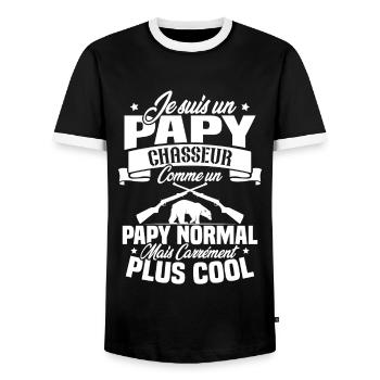 Je suis un papy chasseur comme un papy normal - T-shirt contrasté Homme - noir/blanc - Devant - AI Model Female 172 light (172cm) & AI Model Male 178 light (178cm)