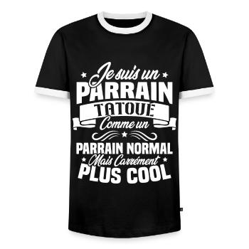J'ai un parrain tatoué comme un parrain normal - T-shirt contrasté Homme - noir/blanc - Devant - AI Model Female 172 light (172cm) & AI Model Male 178 light (178cm)