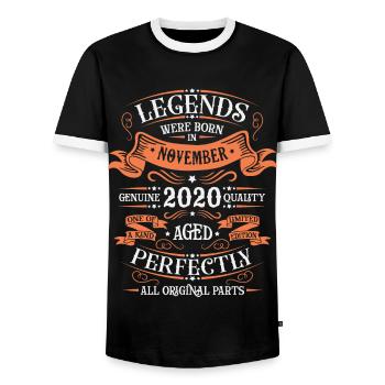 Les Légendes Sont Nées En Novembre 2020 Cadeau - T-shirt contrasté Homme - noir/blanc - Devant - AI Model Female 172 light (172cm) & AI Model Male 178 light (178cm)