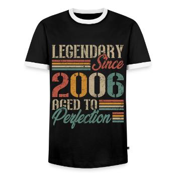 Vintage 2006 Cadeau D'anniversaire Rétro - T-shirt contrasté Homme - noir/blanc - Devant - AI Model Female 172 light (172cm) & AI Model Male 178 light (178cm)