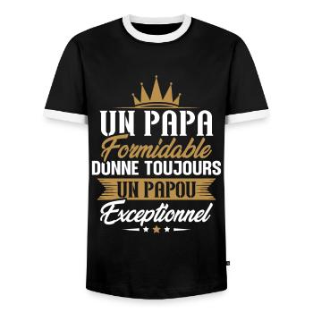 Un Papa Formidable Donne Toujours un papou - T-shirt contrasté Homme - noir/blanc - Devant - AI Model Female 172 light (172cm) & AI Model Male 178 light (178cm)