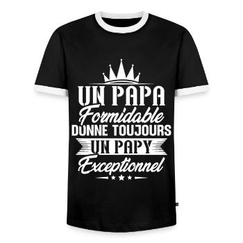 Papa formidable donne toujours papy exceptionnel - T-shirt contrasté Homme - noir/blanc - Devant - AI Model Female 172 light (172cm) & AI Model Male 178 light (178cm)
